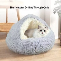Grenzüberschreitendes Plüsch-Katzenbett, ganzjährig nutzbar, halbgeschlossen, atmungsaktiv, wasserdicht, winterwarm, muschelförmige Hundebettkurche zum Schlafen