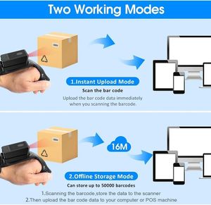 Ngón tay Wearable Đầu đọc mã vạch không dây 1D 2D QR găng tay máy quét mã vạch cho kho - Product Image 4