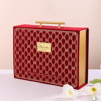 Valise d'anniversaire de mariage en velours de luxe Emballage de boîte-cadeau avec poignée en métal