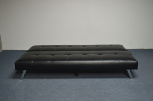 Divano <span class=keywords><strong>Classico</strong></span> in Vera Pelle Sintetica Nera, Divano Letto per <span class=keywords><strong>Soggiorno</strong></span> e Camera da Letto - Product Image 6