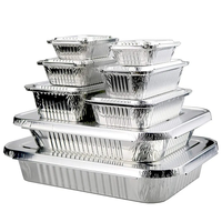 Boîtes à lunch jetables en aluminium R14548H de 420 ml avec couvercle, conteneur pour la restauration rapide, forme rectangulaire, 1000 pièces