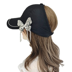 Ultima moda aggiornata donna donna donna nera a farfalla con strass a secco rapido berretto da Baseball senza corona cappello da sole cappello da camionista - Product Image 1