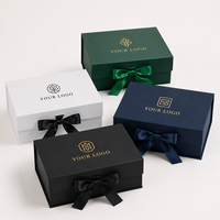 Boîte cosmétique en carton rigide pliable avec estampage à chaud, fermeture magnétique et ruban pour emballage cadeau de parfum ou de bougie