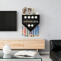 Support mural moderne en bois personnalisé pour la présentation de médailles de baseball, de pièces commémoratives et de badges