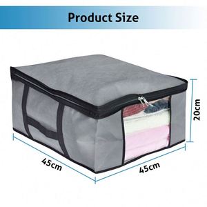 Wholesale Soft Organizers <b>Storage</b> <b>Bag</b>, Set of 2 Clothes Blanket Comforter <b>Duvet</b> Quilt <b>Storage</b> <b>Bag</b> Containers for Closet Shelf/ - Product Image 4