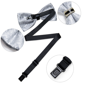 Set di <span class=keywords><strong>Papillon</strong></span> Formale <span class=keywords><strong>da</strong></span> <span class=keywords><strong>Uomo</strong></span> con Fazzoletto <span class=keywords><strong>da</strong></span> Taschino e Gemelli - Poliestere con Motivi Multipli per Matrimoni, Feste ed Eventi Speciali - Product Image 3