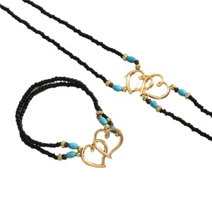 Cross-border best-selling creative <b>bracelet</b> and necklace <b>set</b> with turquoise heart-shaped double-layer seed beads, a fashionable - Product Image 5