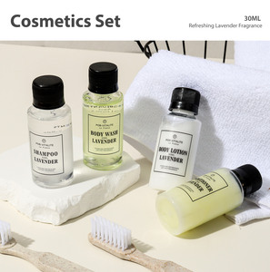 Ensemble d'articles de toilette jetables pour hôtel, articles de toilette écologiques pour hôtel et kits de chambre, ensemble complet, gel douche, shampoing, mini savon format voyage - Product Image 5