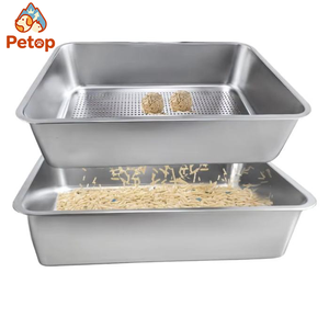 Petop - Nouvelle litière pour <span class=keywords><strong>chat</strong></span> en acier inoxydable avec filtre, forme d'os, surdimensionnée, <span class=keywords><strong>anti</strong></span>-éclaboussures, ouverte, pour chats de grande taille, facile à nettoyer - Product Image 1