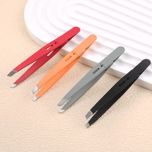 高品質再利用可能ステンレス製眉毛ピンセット　カスタムプライベートラベル　軽量エコフレンドリー　斜めチップ - Product Image 2