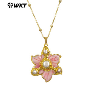 Collar de flor de perla de concha natural encantador y delicado chapado en oro de 18 quilates, superventas, para <span class=keywords><strong>novia</strong></span>, como regalo del Dí<span class=keywords><strong>a</strong></span> de San Valentín, el más vendido, el - Product Image 4