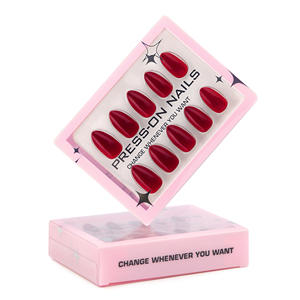 Ongles press-on Glysee <span class=keywords><strong>Bordeaux</strong></span> Red, réutilisables, haut <span class=keywords><strong>de</strong></span> gamme, courts, en forme d'amande, en ABS, style transparent, couleur unie - Product Image 3