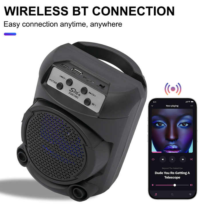 SING-E ZQS1483 Wholesale 4-Inch Wireless Portable Bluetooth Smart Speaker LED Light AUX Stereo