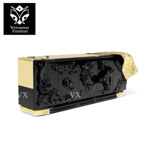 Armadietto di lusso fatto a mano della credenza di legno solido con rilievo <span class=keywords><strong>barocco</strong></span> elegante per uso del salotto dell'hotel - Product Image 4