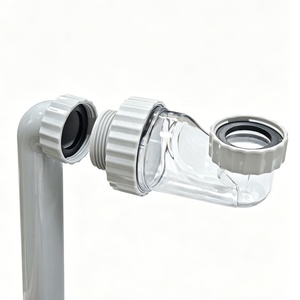 Kit de vidange en céramique à <span class=keywords><strong>siphon</strong></span> visible, avec bouchon escamotable et tuyau flexible G1 1/4" pour lavabo de salle de bain et hôtel - Product Image 3