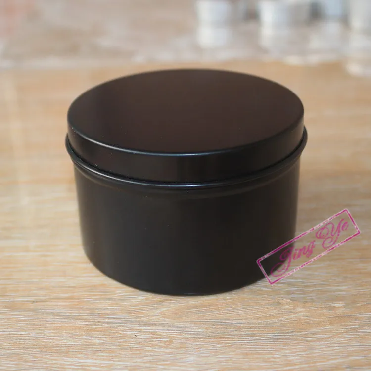 Caja de lata de vela plateada de oro negro, latas cosméticas de aluminio, latas de aluminio con tapa de rosca