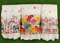 Tissu en coton Koraa durable, écologique, résistant au rétrécissement, broderie lourde à points de chaînette multi-fils, textile respirant tissé à la main