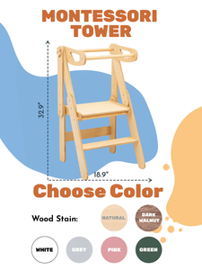 Tabouret de cuisine pliable <span class=keywords><strong>Montessori</strong></span> pour tout-petits, aide à l'apprentissage, chaise <span class=keywords><strong>d</strong></span>'apprentissage pour bébé, <span class=keywords><strong>tour</strong></span> <span class=keywords><strong>d</strong></span>'apprentissage multifonction en bois pour enfants - Product Image 6