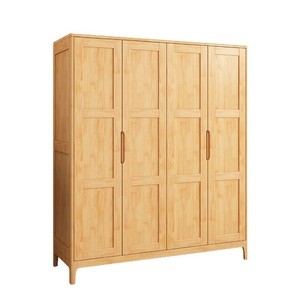 Armario de Madera Maciza de Caucho Estilo Nórdico, 4 Puertas con Bisagras, Mueble de Dormitorio con Almacenamiento - Product Image 5