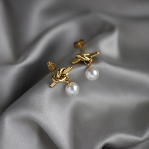 Elegant Stainless Steel Stud <b>Earrings</b> with Imitation Pearl <b>Gold</b> Plated Diamond Fashion Jewelry <b>Dangle</b> Drop <b>Earrings</b> for Girls - Product Image 3