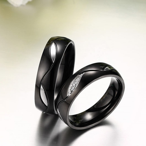 Màu Đen Cá Nhân Tên Hứa Nhẫn Cưới Cho Người Yêu Vài Vòng Người Đàn Ông Phụ Nữ Thép Không Gỉ Engagement Party Quà Tặng - Product Image 1