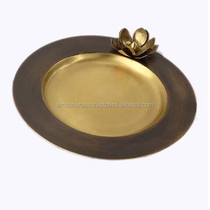 จานจานที่ชาร์จขอบลูกปัดสีเทาสีน้ำตาล - Product Image 4