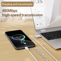 Câble de charge rapide USB-C 6A PD 1m/1,5m/2m avec gaine TPE/PVC pour téléphone portable, ordinateur portable, batterie externe, montre connectée, appareil photo, imprimante