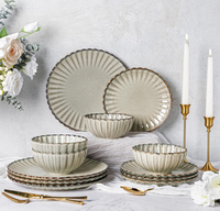 Vaisselle personnalisée écologique, tendance, en porcelaine émaillée, moderne, durable, sans BPA, de qualité alimentaire, compatible micro-ondes, 8/12/16/24 pièces