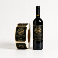 Étiquettes autocollantes personnalisées pour bouteilles de vin avec logo, rouleau d'autocollants en vinyle à estampage à chaud doré, autocollants décoratifs pour bouteilles de vin et de whisky