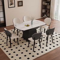 Ensemble de chaises de table de luxe modernes et extensibles rondes en marbre naturel 4, 6 places Salle à manger Meubles en bois massif noir Designs