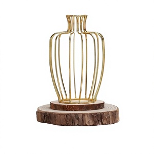 Florero de hierro forjado con marco de Metal de acero inoxidable de alta calidad, florero de alambre de Metal decorativo para el hogar moderno - Product Image 6