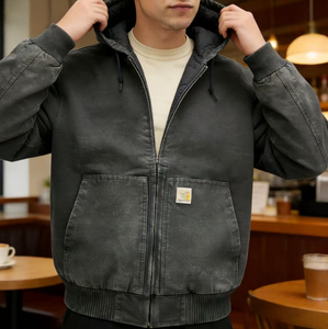 Vêtement de travail automobile Carhsaartt, manteau à capuche matelassé pour homme, vêtement de travail actif, col montant, fermeture éclair, hiver, <span class=keywords><strong>produit</strong></span> fini avec LOGO - Product Image 2