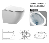 WC suspendu moderne en céramique monobloc avec réservoir encastré, cuvette sans rebord et glaçure autonettoyante