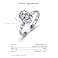 Bague de promesse solitaire en argent sterling S925 avec moissanite ovale de 2,5 carats et 4 griffes pour femme