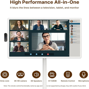 32-Inch White Android 13 <b>Portable</b> Smart LED Backlight HDTV Universal Floor Standing Mobile <b>TV</b> With Touch Screen and Wheels 21.5- - Product Image 6