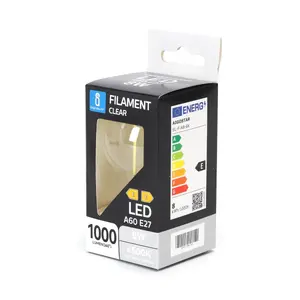 Ampoule LED A60 E27 8W, filament transparent, efficace et décorative ; idéale pour l'éclairage d'ambiance et la création d'ambiance. - Product Image 2
