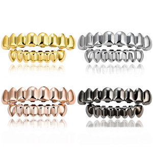 YYN Juego de Grillz Dentales de Latón Ecológico Chapado en Oro de 14K con Zirconia Completa para Dientes Superiores e Inferiores para Hombres - Product Image 2