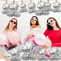 15 pièces de centre de table en nid d'abeille sur le thème du disco argenté, décorations de fête disco, centre de table disco des années 70 pour fournitures de fête