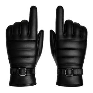 Gants d'hiver en cuir noir pour hommes et femmes, gants chauds thermiques pour la conduite en plein air et le travail - Product Image 3