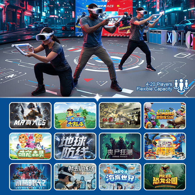 High ROI Business Multiplayer Free Roam VR Gaming Arena Equipment for 4 Players Indoor/Outdoor Shooting Games LEKEVR MR CS +