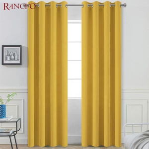 Tende stile europeo tende <span class=keywords><strong>arredamento</strong></span> giallo senape tende gommino oro - Product Image 2