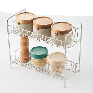 Storage 2-Tier Metal Standing Shelf Liner Storage Holder Spice Rack