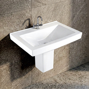 Vistaar Capri Space Saving <b>Wall</b> Hung Half Pedestal Ceramic Wash Basin Sink For Villa Project Supply - Product Image 4