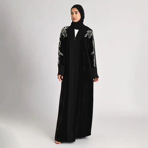 Custom Premium Grade <strong>Long</strong> Sleeve <strong>Velvet</strong> Hijab Abaya Set Wholesale Winter <strong>Velvet</strong> Open Abaya Muslim <strong>Dress</strong> With Hijab - Product Image 3