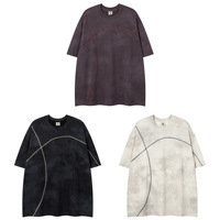 T-shirt unisexe en coton épais à manches courtes pour hommes Shasu Line Trendy Brand Casual Style avec American Street Niche Design Loose Top