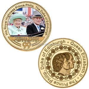 Cadeaux commémoratifs, souvenirs de la reine Élisabeth II, pièces de collection en métal doré - Product Image 2