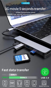 6 포트 허브 <span class=keywords><strong>USB</strong></span> 4k-hdtv a Type-c Usb3.0 어댑터 Pd Sd Tf 급속 충전기 Sd Tf 카드 리더 노트북 용 <span class=keywords><strong>USB</strong></span> 허브 - Product Image 4