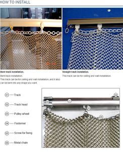 Cortinas romanas de tela de alambre artístico Revestimientos de paredes de malla tejida con accesorios de procesamiento gratuito Instalaciones de cortinas de metal - Product Image 2