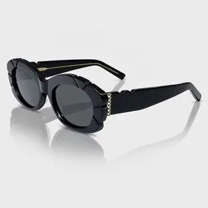 Yeetian Black Acetate Eyewear 2024 Summer Ecofriendly Luxury Hand Cut Bio Acetate Oval Sunglasses for Women