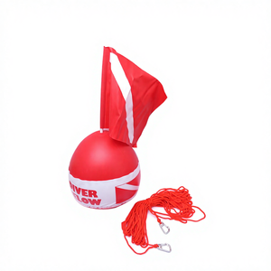 <span class=keywords><strong>Bouée</strong></span> de plongée en PVC, boule flottante étanche avec petit drapeau, positionnement de surface de sauvetage aquatique gonflable, avertissement, corde de 25 m, crochet - Product Image 6
